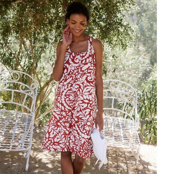 NWT Anthropologie Maeve Ionia Mini Dress Floral Orange Brown White Rust - Picture 1 of 8